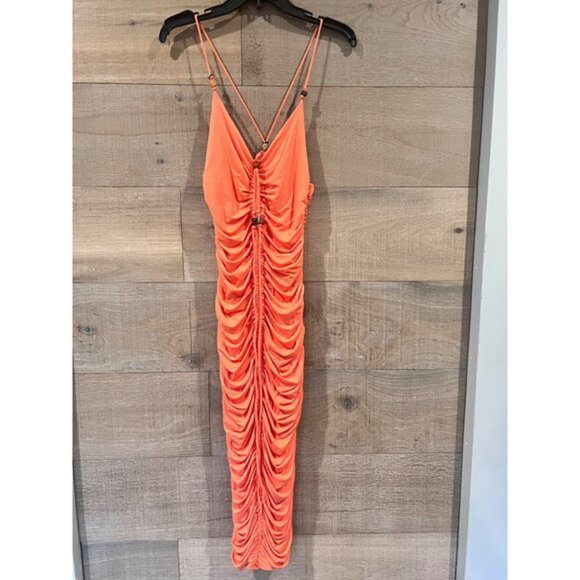 A.L.C. Allegra Ruched Bead-Embellished Midi-Dress Size M - Picture 2 of 13